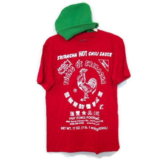 MAD Engine Red Sriracha Graphic Tee with Matching Green Cap - Picture 6 of 6